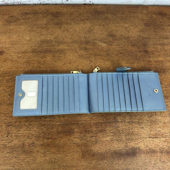 Womens Travelambo Bifold Multi Card Slim Case Wallet Metallic Blue RFID Zipper - Picture 3 of 8